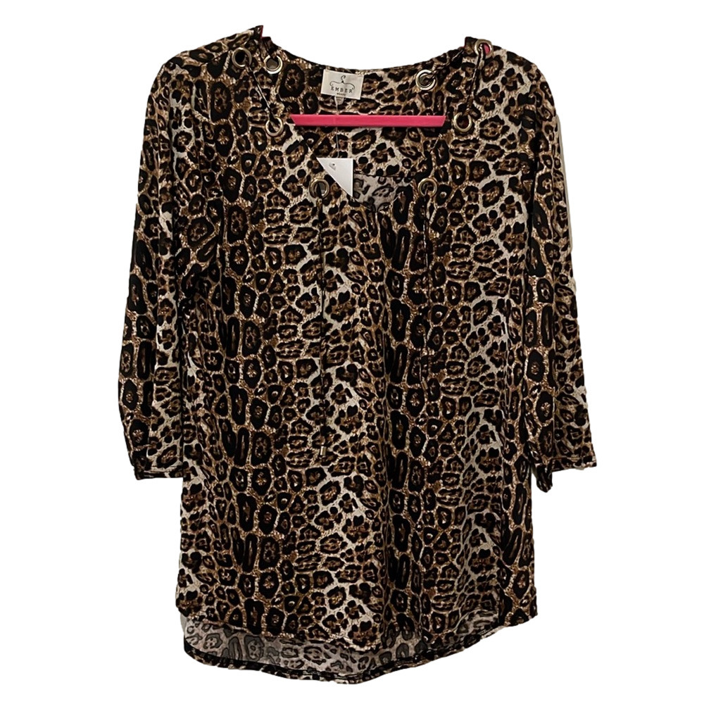 Ember NWT leopard print tunic, large 🔵
